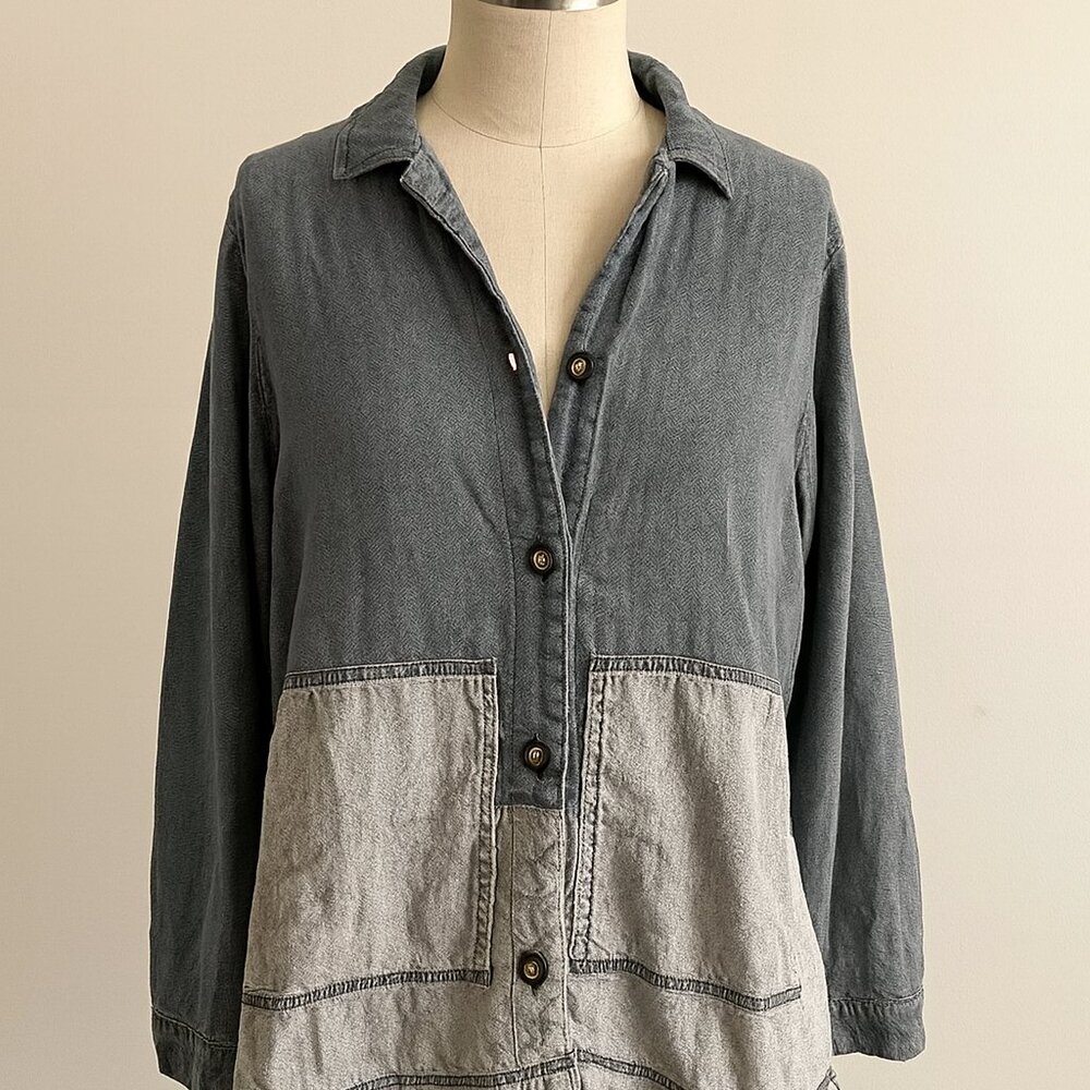 Vintage Ivy Medium Size Button Down Top Denim Pockets 90s Y2K Western Country